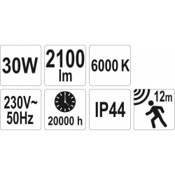 Reflektor diodowy 30W 2100lm COB z czujnikiem ruchu
