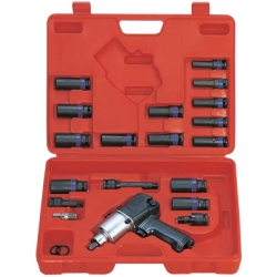 ZESTAW 22cz. KLUCZ UDAROWY PNEUMATYCZNY 1/2" 881Nm + ZESTAW NASADEK UDAROWYCH 1/2" 10 - 27mm Z AKCESORIAMI, WALIZKA