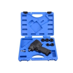 Klucz udarowy pneumatyczny 1/2" 610Nm + zestaw nasadek udarowych 17-24mm, plastikowa walizka