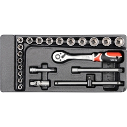 WKŁAD DO SZUFLADY ZESTAW KLUCZY NASADOWYCH 3/8" 22CZ.