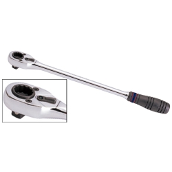 Grzechotka z nasadką 12-kąt. 19mm 1/2'' 32T 250mm CHROM, UCHWYT GUMOWY