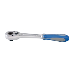 GRZECHOTKA ZE STOPU ALUMINUM Z PRZYCISKIEM 1/2" 32 ZĘBY 250mm CHROM, UCHWYT GUMOWY