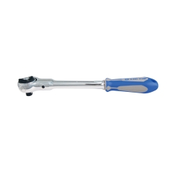 Grzechotka z ruchomą głowicą 3/8" 72T z przyciskiem 235mm, UCHWYT GUMOWY