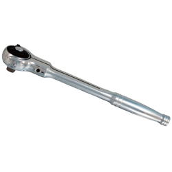 Grzechotka z ruchomą głowicą 3/8" 72T z przyciskiem 235mm, UCHWYT POLEROWANY