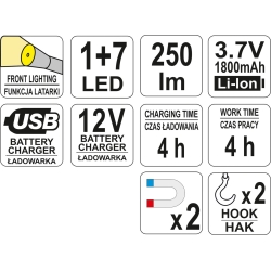 Lampa warsztatowa 3W COB LED 250lm