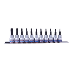 Nasadki 3/8" TORX Z OTWOREM 11cz. T8 - T50, CHROM, SZYNA, BLISTER