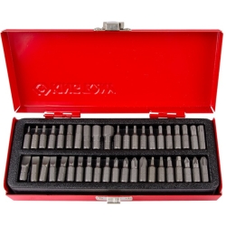 Bity 1/4" 42cz. płaskie, krzyżakowe, TORX, HEX, KWADRAT