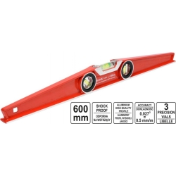 POZIOMNICA TRAPEZOWA 600MM, KORPUS- ODLEW ALUMINIOWY, 3 LIBELLE