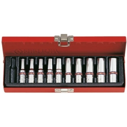 Nasadki 1/4'' 10cz. długie 6-kąt. CALOWE 5/32'' - 1/2'' CHROM, KASETA