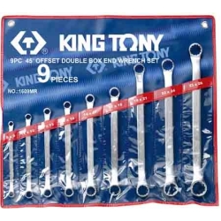 Komplet kluczy oczkowych odgiętych 45° 9cz. 8-26mm w etui
