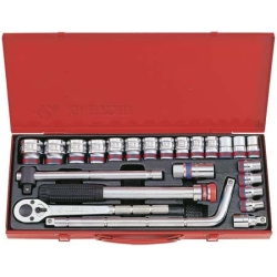 Komplet nasadek 1/2'' 24cz. krótkie 12-kąt. CALOWE 5/16'' - 1.1/4'' z akcesoriami