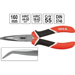 Szczypce wydłużone wygięte, crv, 160 mm, trójkolorowe rękojeści