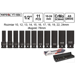 Nasadki udarowe długie 1/2'' 11cz. 10-24mm