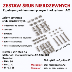 ZESTAW ŚRUB NIERDZEWNYCH M6,M8,M10+NAKRĘTKI