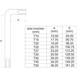 ZESTAW KLUCZY TORX TAMPERPROOF T10-T50 9SZT.