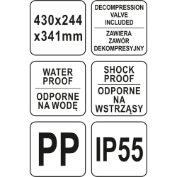 WALIZKA NARZĘDZIOWA HERMETYCZNA PIONOWA 430X244X341 MM