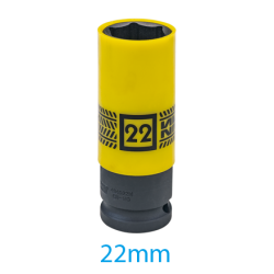 NASADKA UDAROWA CIENKOŚCIENNA Z TULEJĄ ZABEZPIECZAJĄCĄ 1/2" 22mm x 85mm, 6-kąt, DO ALUFELG