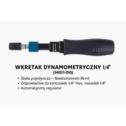 WKRĘTAK DYNAMOMETRYCZNY DO BITÓW 1/4" 0,5 - 2,5Nm