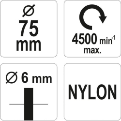 SZCZOTKA TARCZOWA 75MM NYLON TRZPIEŃ NA WIERTARKĘ