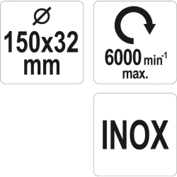 SZCZOTKA TARCZOWA 150MM ⌀32MM INOX DO SZLIFIERKI STOŁOWEJ