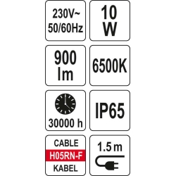 REFLEKTOR, NAŚWIETLACZ PRZENOŚNY SMD LED 10W 900LM